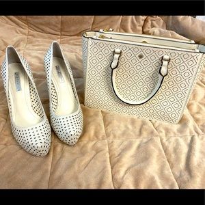 Tory Burch Robinson Perforated Ivory Leather Tote